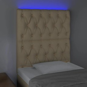Κεφαλάρι Κρεβατιού LED Κρεμ 80x7x118/128εκ. Υφασμάτινο - Κρεμ