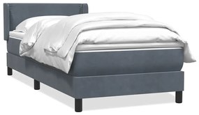 vidaXL Κρεβάτι Boxspring με Στρώμα Σκούρο Γκρι 100x210 εκ. Βελούδινο