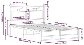 Πλαίσιο Κρεβατιού Χωρ. Στρώμα Sonoma Δρυς 120x200εκ. Επ. Ξύλο - Καφέ