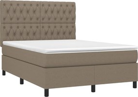 vidaXL Κρεβάτι Boxspring με Στρώμα Taupe 140x190 εκ. Υφασμάτινο