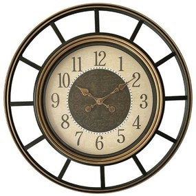 Ρολόι Τοίχου 280-125-042 60x60x6cm Black-Bronze Πλαστικό, Γυαλί