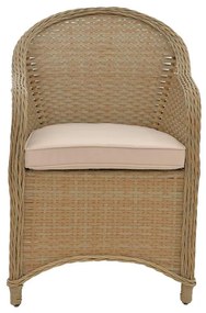 Πολυθρόνα κήπου Hadrian rattan καφέ- textilene μπεζ 57x70x85εκ 57x70x85 εκ.