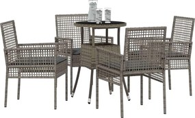 vidaXL Σέτ φαγητού για κήπο 5 pcs Γκρι συνθετικό ρατάν