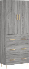 vidaXL Ντουλάπι Γκρι Sonoma 69,5 x 34 x 180 εκ. Επεξεργασμένο Ξύλο