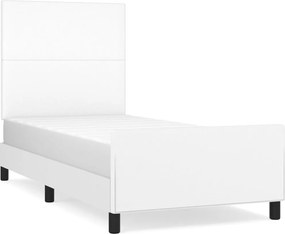 vidaXL Πλαίσιο Κρεβατιού με Κεφαλάρι Λευκό90x190εκ. από ΣυνθετικόΔέρμα