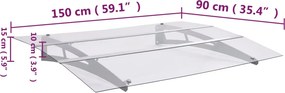 vidaXL Στέγαστρο Πόρτας Ασημί / Διαφανές 150 x 90 εκ. Πολυανθρακικό
