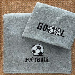Πετσέτες Παιδικές Goal (Σετ 2τμχ) Grey Palamaiki Σετ Πετσέτες 100% Βαμβάκι