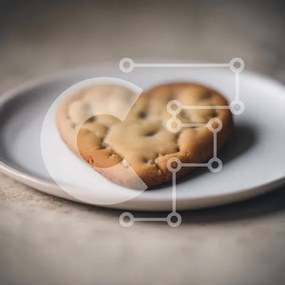 Σετ των 2 Intra Συλλεκτικό Ξύλινο Παζλ Plywood 4mm - Μπισκότο σε σχήμα καρδιάς σε ένα άσπρο πιάτο Σε Ξύλινο Κουτί - Διαστάσεις: 10x10 cm – 25 κομμάτια