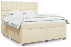 vidaXL Κρεβάτι Boxspring με Στρώμα Κρεμ 180x200 εκ. Υφασμάτινο