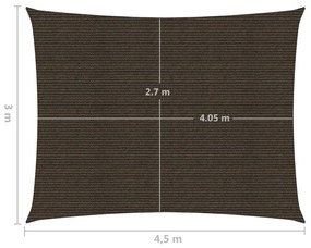 Πανί Σκίασης Καφέ 3 x 4,5 μ. από HDPE 160 γρ/μ²   - Καφέ