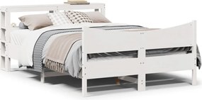 vidaXL Πλαίσιο Κρεβατιού με Κεφαλάρι Λευκό 140x200 εκ. από Μασίφ Πεύκο