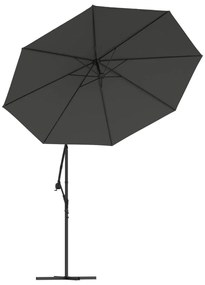 Ομπρέλα Κρεμαστή Ανθρακί 300 εκ. με Ατσάλινο Ιστό &amp; Φωτισμό LED - Ανθρακί