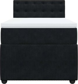 vidaXL Κρεβάτι Boxspring με Στρώμα Μαύρο 90x200 εκ. Βελούδινο