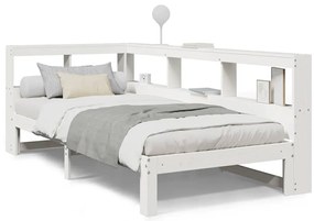 vidaXL Κρεβάτι Βιβλιοθήκη Χωρίς Στρώμα Λευκό 75x190 εκ Μασίφ Πεύκο