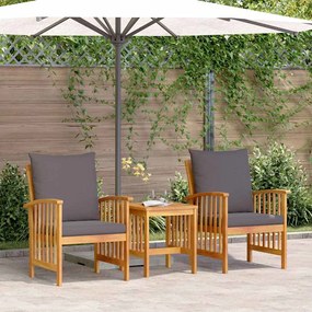 vidaXL Σετ Καναπέ Κήπου με μαξιλάρι 3 pcs Καφέ Μασίφ ξύλο ακακίας