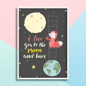 Παιδικό πόστερ & κάδρο Αλεπουδάκι "Love you to the moon" KD538 21x30cm Εκτύπωση Πόστερ (χωρίς κάδρο)