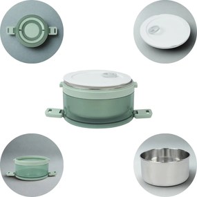 Σετ 2 Δοχεία Φαγητού Inox 1600ml σε Διάφορα Χρώματα - Πράσινο