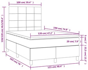 ΚΡΕΒΑΤΙ BOXSPRING ΜΕ ΣΤΡΩΜΑ &amp; LED ΜΠΛΕ 120X190ΕΚ. ΥΦΑΣΜΑΤΙΝΟ 3270203