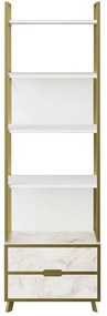 Ραφιέρα Δαπέδου Frida 788DEC4050 59,3x35,2x191cm Marble Effect White-Gold
