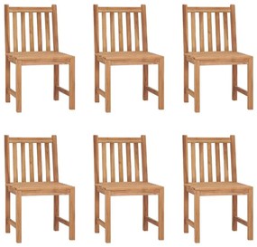 Καρέκλες Κήπου 6 τεμ. από Μασίφ Ξύλο Teak με Μαξιλάρια - Γκρι