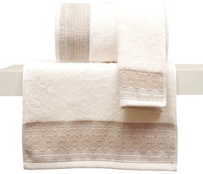 Πετσέτα Σετ Με Κορδέλα 3τμχ Des. Karla 3.Ivory Anna Riska Towels Set 100% Βαμβάκι