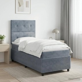 vidaXL Κρεβάτι box spring με στρώμα Σκούρο Γκρι 100 x 200 cm Βελούδο