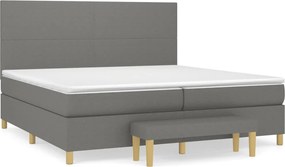 vidaXL Κρεβάτι Boxspring με Στρώμα Σκούρο Γκρι 200x200 εκ. Υφασμάτινο