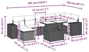 Σαλόνι Κήπου Σετ 8 τεμ. Μπεζ Συνθετικό Ρατάν με Μαξιλάρια - Μπεζ