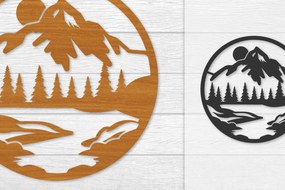 Intra απο ξύλο plywood 3mm-4mm πάχος – Διακόσμηση τοίχου Sunset Mountain Lasercut Δίασταση  40x30 cm INTRAFABR-114274650