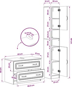 vidaXL Σετ Ντουλαπιών Μπάνιου 2 Τεμαχίων UTRECHT Sonoma Δρυς