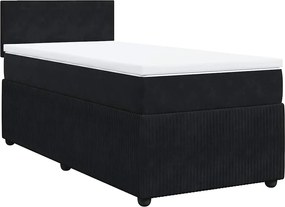 vidaXL Κρεβάτι Boxspring με Στρώμα Μαύρο 90x200 εκ. Βελούδινο