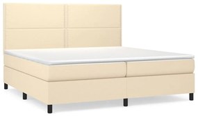 Κρεβάτι Boxspring με Στρώμα Κρεμ 200x200 εκ. Υφασμάτινο - Κρεμ