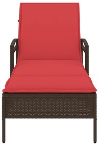 vidaXL Ξαπλώστρα με Μαξιλάρι Καφέ 63x200x81 εκ. από Συνθετικό Ρατάν (μόνο για τις ΗΠΑ)