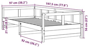 Καναπές Κρεβάτι Φυσικό 90 x 190 εκ. από Μασίφ Ξύλο Πεύκου - Καφέ