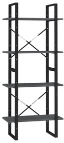 vidaXL Βιβλιοθήκη με 4 Ράφια Γκρι 60x30x140 εκ. από Μασίφ Ξύλο Πεύκου