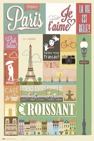 Αφίσα Paris - Collage, (61 x 91.5 cm)