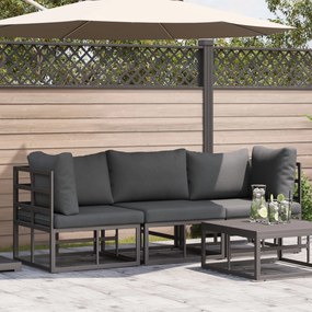 vidaXL Εξωτερικά Έπιπλα με μαξιλάρι με μαξιλάρι 3 pcs Μαύρο Αλουμίνιο