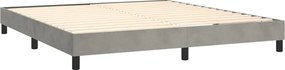 vidaXL Κρεβάτι Boxspring με Στρώμα &amp; LED Αν.Γκρι 180x200 εκ. Βελούδινο