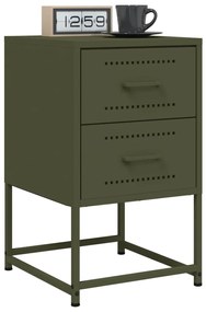 vidaXL Κομοδίνα 2 τεμ. Πράσινο Λαδί 36x39x60,5 εκ. από Χάλυβα