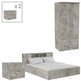 Φοιτητικό πακέτο επίπλων υπνοδωματίου OLYMPUS B σετ 4τεμ σε antique ανθρακί απόχρωση