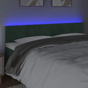 Κεφαλάρι Κρεβατιού LED Σκούρο Πράσινο 200x5x78/88 εκ. Βελούδινο 3121821
