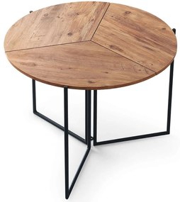 Τραπέζι Αναδιπλούμενο Yaprak 974NMB1162 Φ100x72cm Pine-Black Melamine, Metal