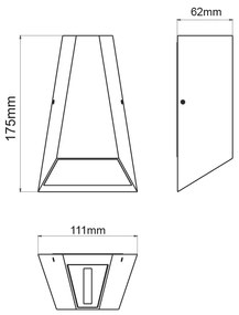 LED COB WALL LUMINAIRE 6W 425LM  30° &amp; 120°  230VAC 3.000K DARK GREY CRI80 IP54 30.000HRS - LG0187G