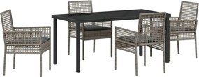 vidaXL Σέτ φαγητού για κήπο 5 pcs Γκρι συνθετικό ρατάν