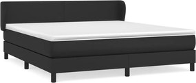 vidaXL Κρεβάτι Boxspring με Στρώμα Μαύρο 180x200εκ.από Συνθετικό Δέρμα