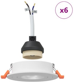 vidaXL Ενσωματωμένα Φωτιστικά 6 τεμ Στρογγυλά GU10 Λευκό Ø91 χλστ