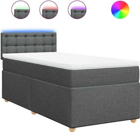 vidaXL Κρεβάτι Boxspring με Στρώμα Σκούρο Γκρι 90x200 εκ. Υφασμάτινο