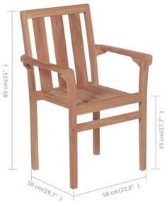 Καρέκλες Κήπου Στοιβαζόμενες 4 τεμ. Μασίφ Ξύλο Teak &amp; Μαξιλάρια - Μπλε