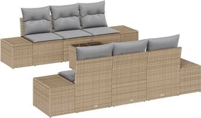 vidaXL Σετ Καναπέ Κήπου 8 pcs Μπεζ και Γκρι συνθετικό ρατάν