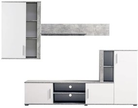 Κέντρο Ψυχαγωγίας - Σύνθεση Parma Λευκό - Γκρί Concrete 262x35x180 εκ.